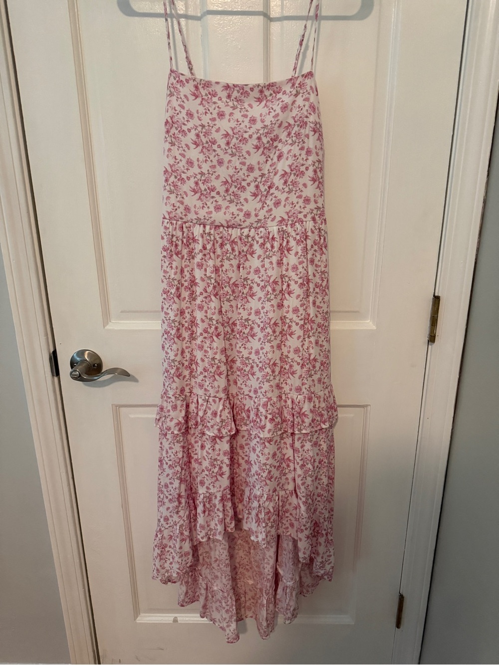 Trixxi Pink Floral High-Low Ruffle Maxi dress